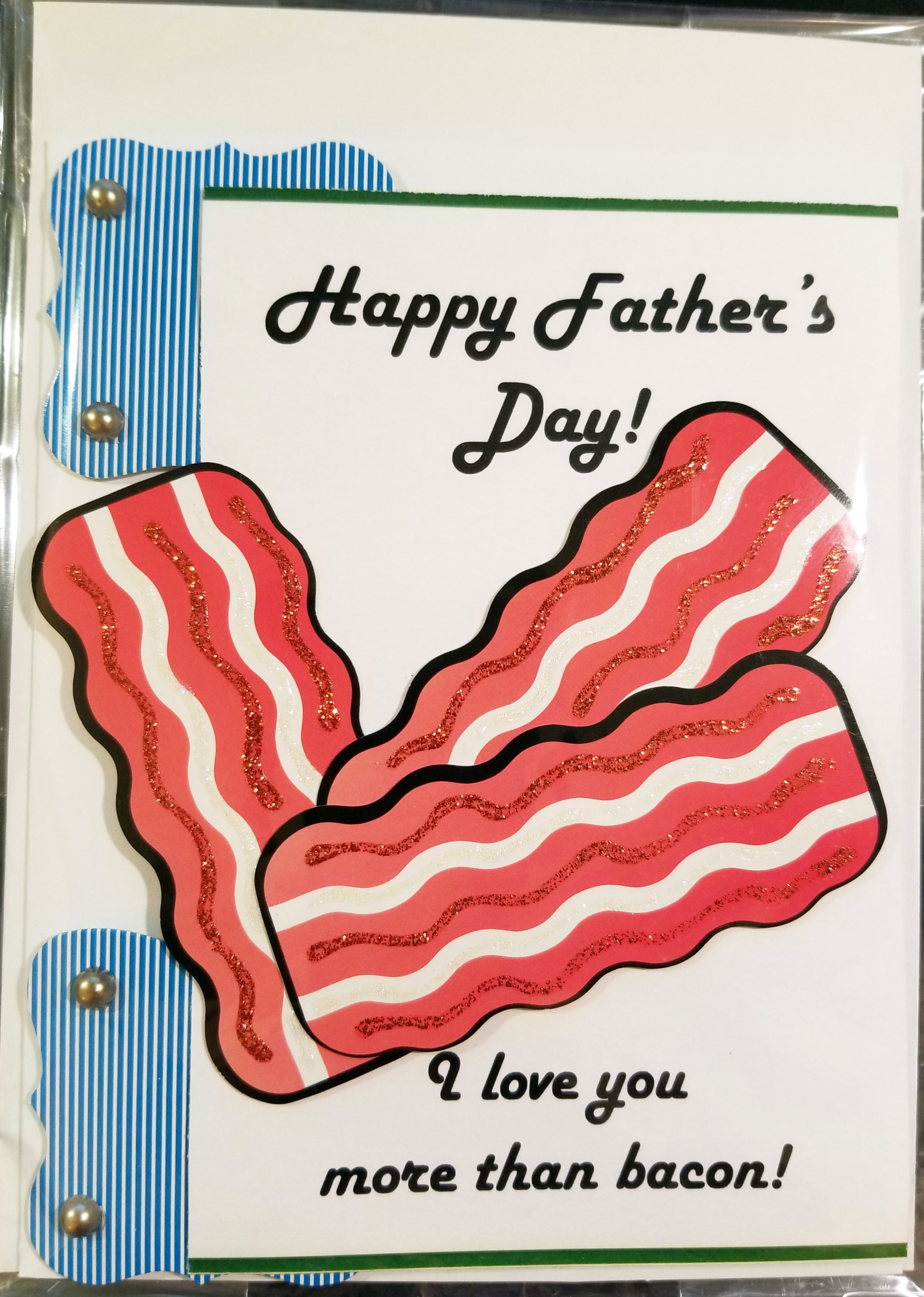 Handmade Greeting Card Bacon Lover Card I love you more than you love bacon Valentine\u2019s Day Card